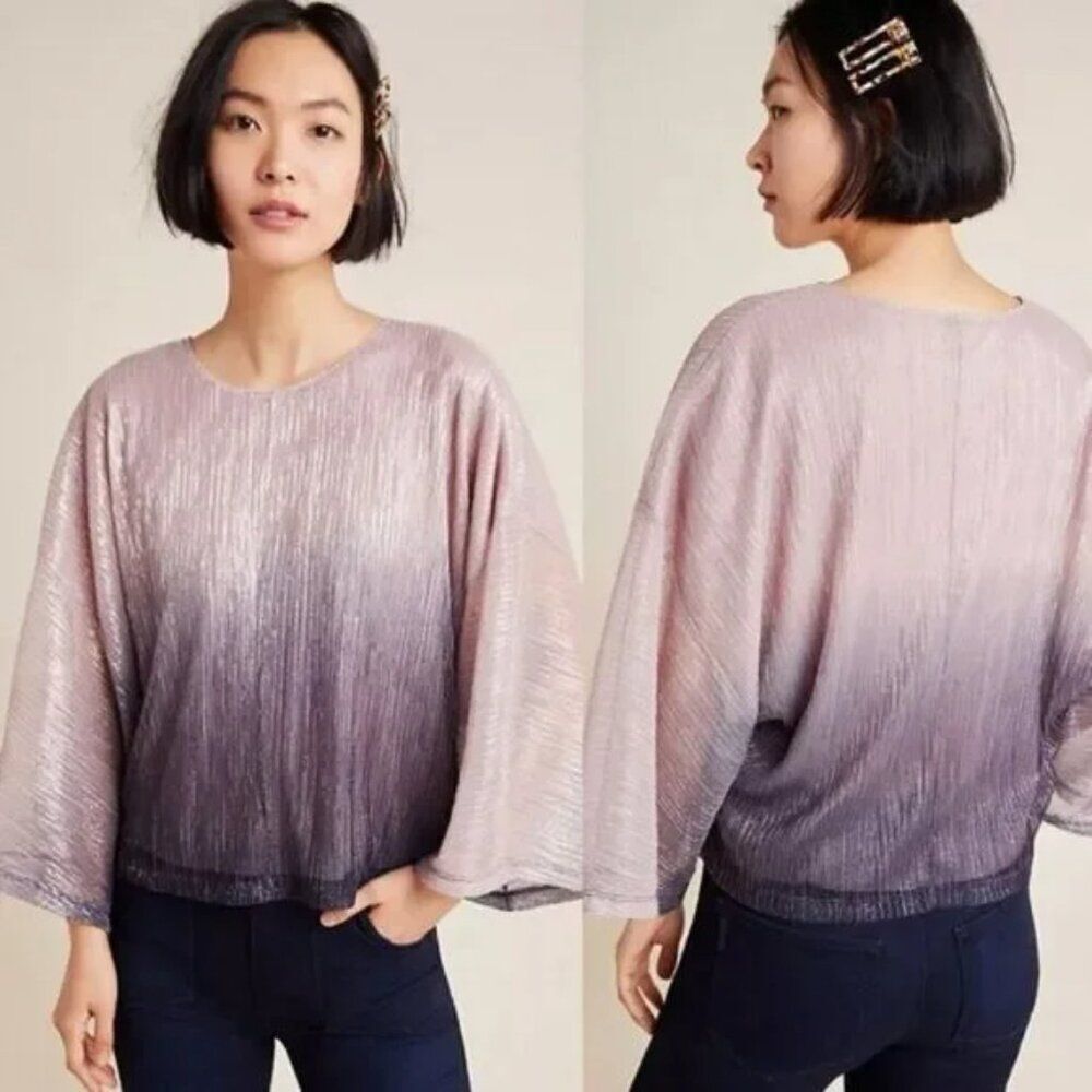 NWT Anthropologie Serena Ombre Top in Pink and Purple Size Medium